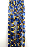 4mm*6mm Oval Rice Beads Strand Transparent Royal Blue