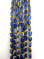 4mm*6mm Oval Rice Beads Strand Transparent Royal Blue