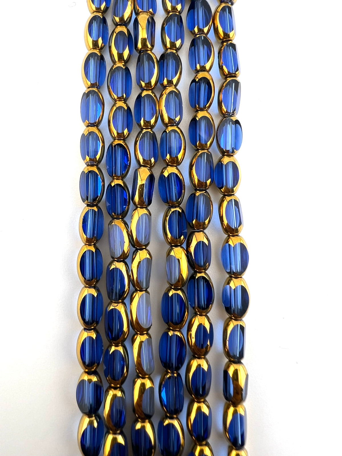 4mm*6mm Oval Rice Beads Strand Transparent Royal Blue