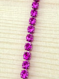 2mm Purple Metal Rhinestone Banding With Purple Crystal
