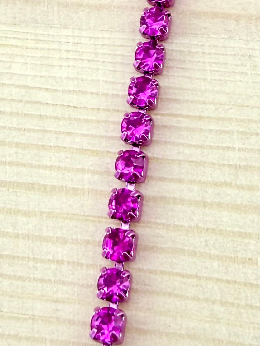 2mm Purple Metal Rhinestone Banding With Purple Crystal