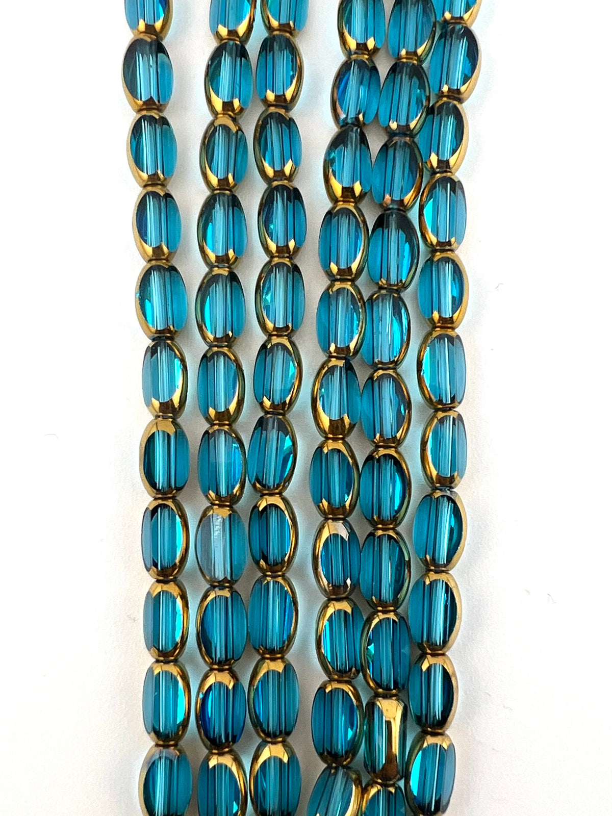 4mm*6mm Oval Rice Beads Strand Aqua Blue