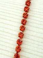 2mm Orange Metal Rhinestone Banding With Orange Crystal