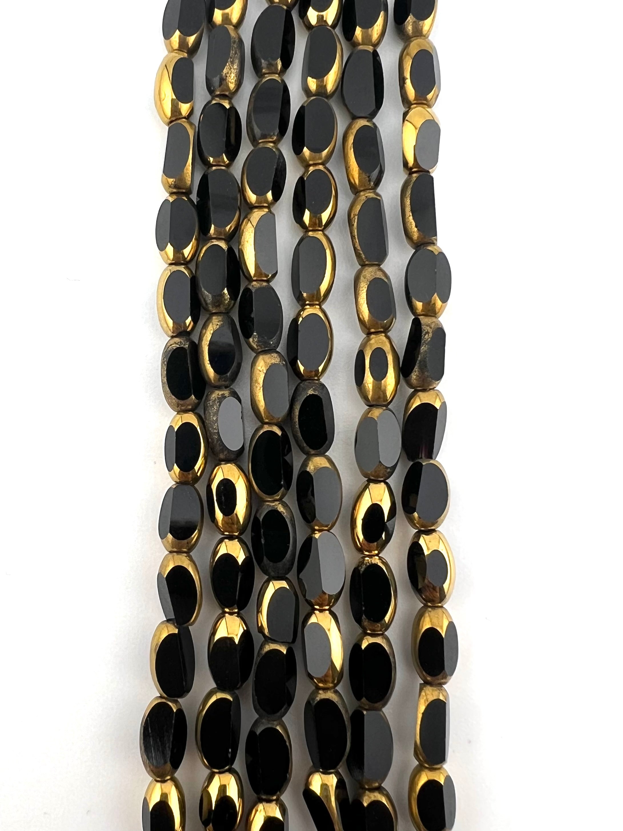 4mm*6mm Oval Rice Beads Strand Black
