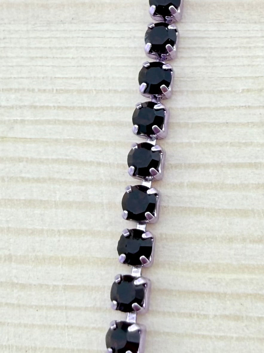 2mm Pink Metal Rhinestone Banding With Purple Crystal