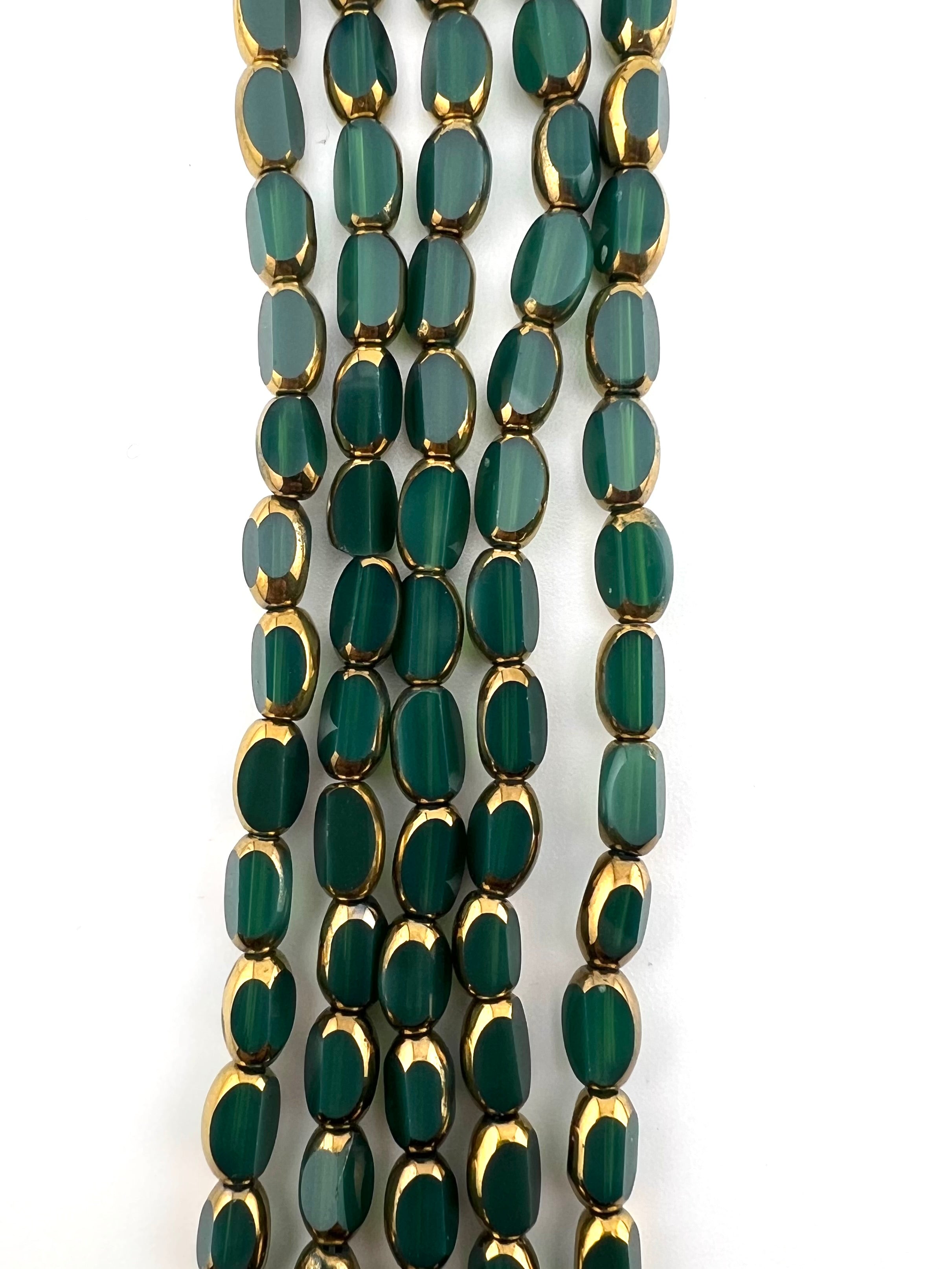 4mm*6mm Oval Rice Beads Strand Green