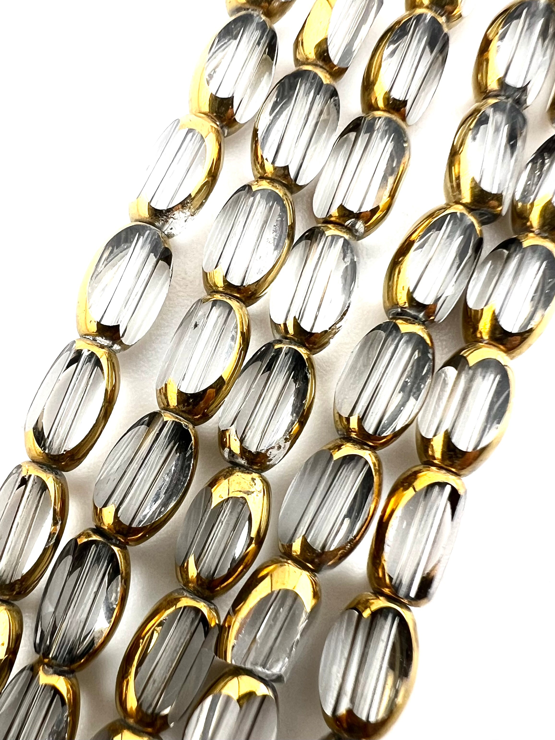 4mm*6mm Oval Rice Beads Strand Transparent Grey