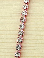 2mm Pink Metal Rhinestone Banding With Clear Crystal