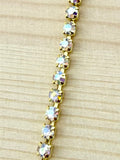 2mm Gold Metal Rhinestone Banding With Clear AB Crystal