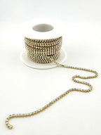 2mm Gold Metal Rhinestone Banding With Clear AB Crystal