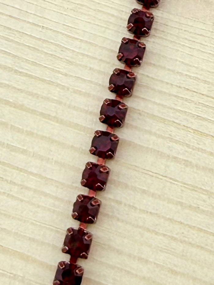 2mm Red Metal Rhinestone Banding With Red Crystal