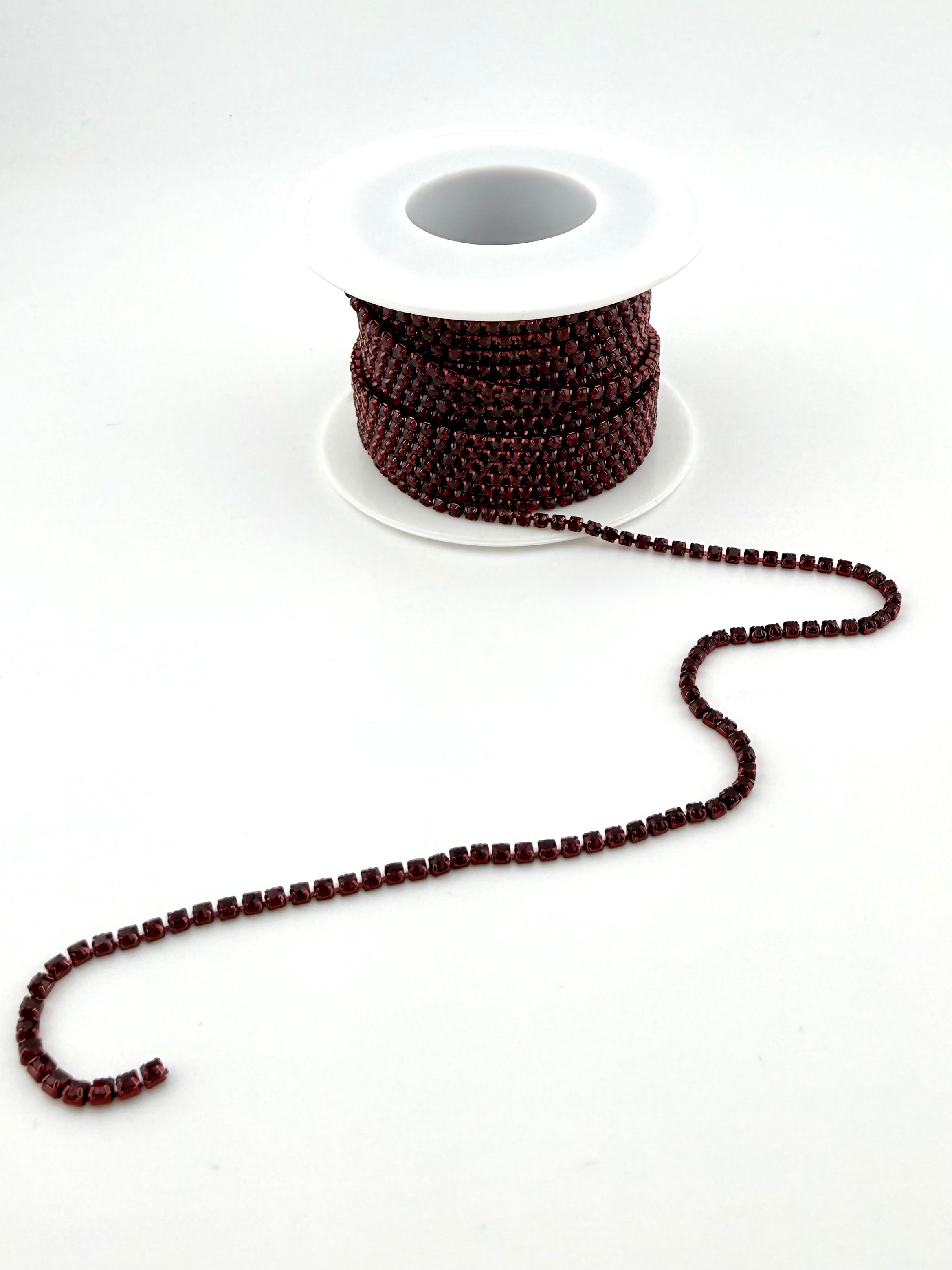 2mm Red Metal Rhinestone Banding With Red Crystal