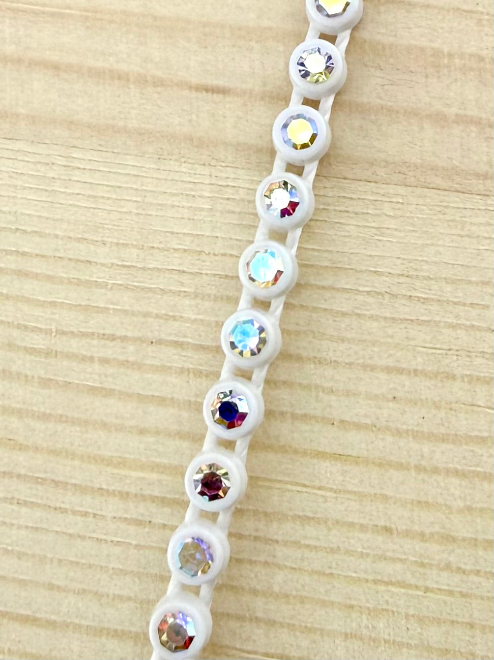 2.6mm White Plastic Rhinestone Banding With Clear AB Crystal