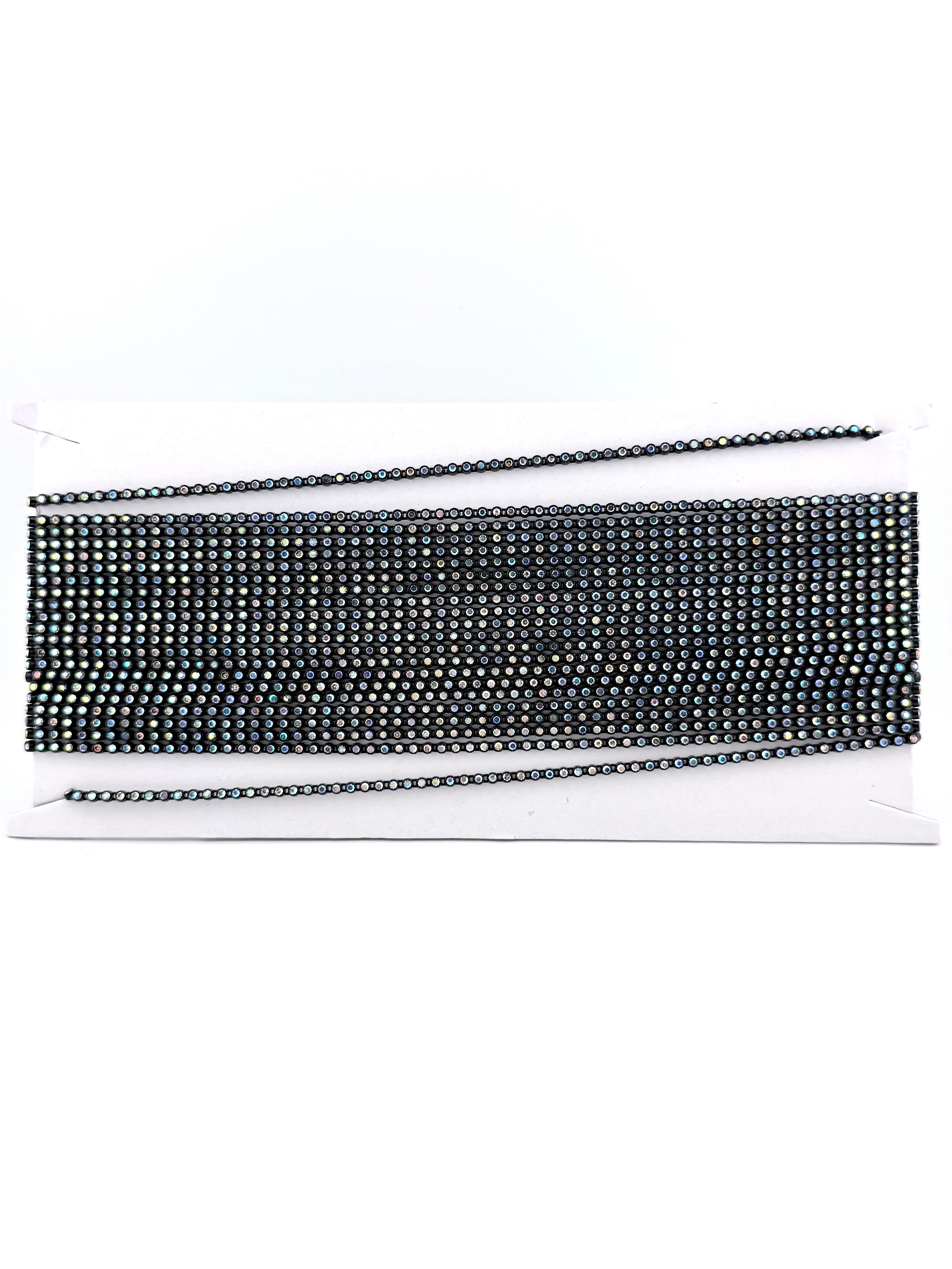 2.6mm Black Plastic Rhinestone Banding With Clear AB Crystal