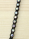 3.2mm Black Plastic Rhinestone Banding With Clear AB Crystal