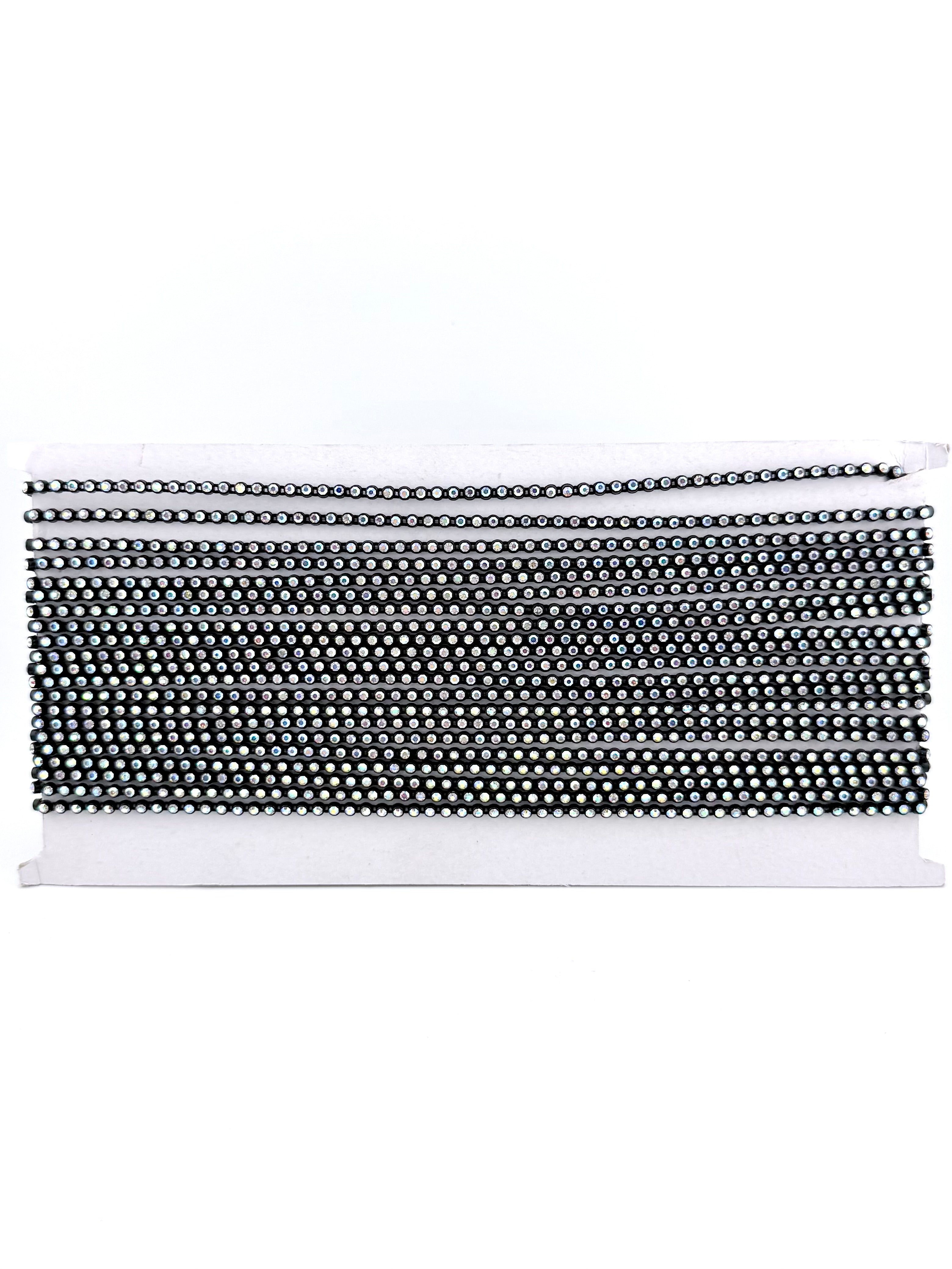 3.2mm Black Plastic Rhinestone Banding With Clear AB Crystal