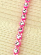 3.2mm Pink Plastic Rhinestone Banding With Clear Crystal