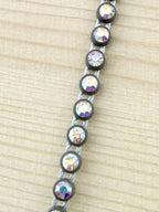 3.2mm Gray Plastic Rhinestone Banding With Clear AB Crystal