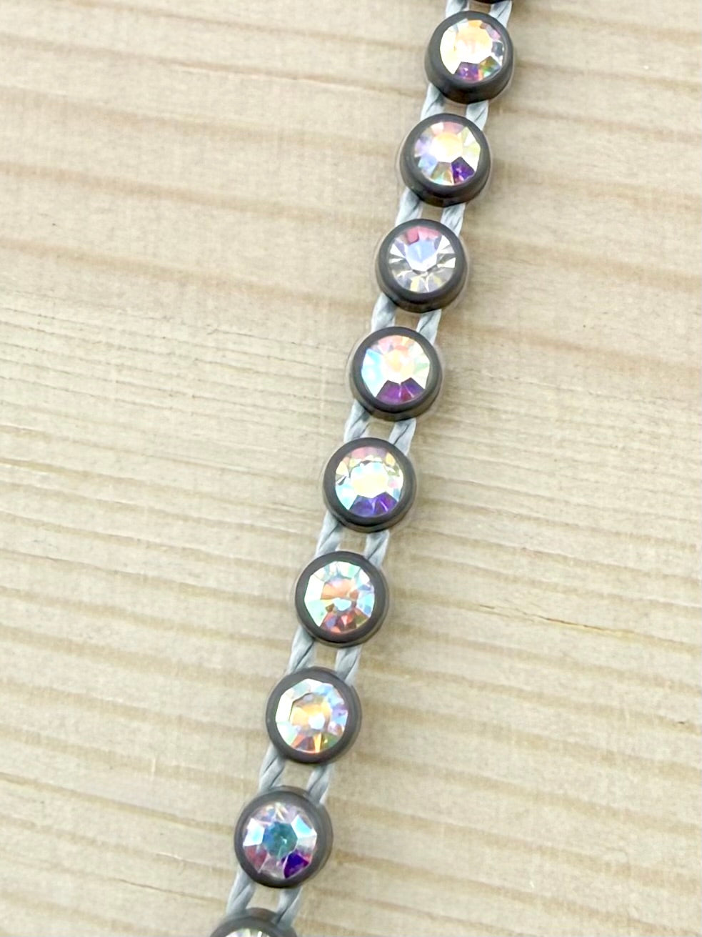 3.2mm Gray Plastic Rhinestone Banding With Clear AB Crystal