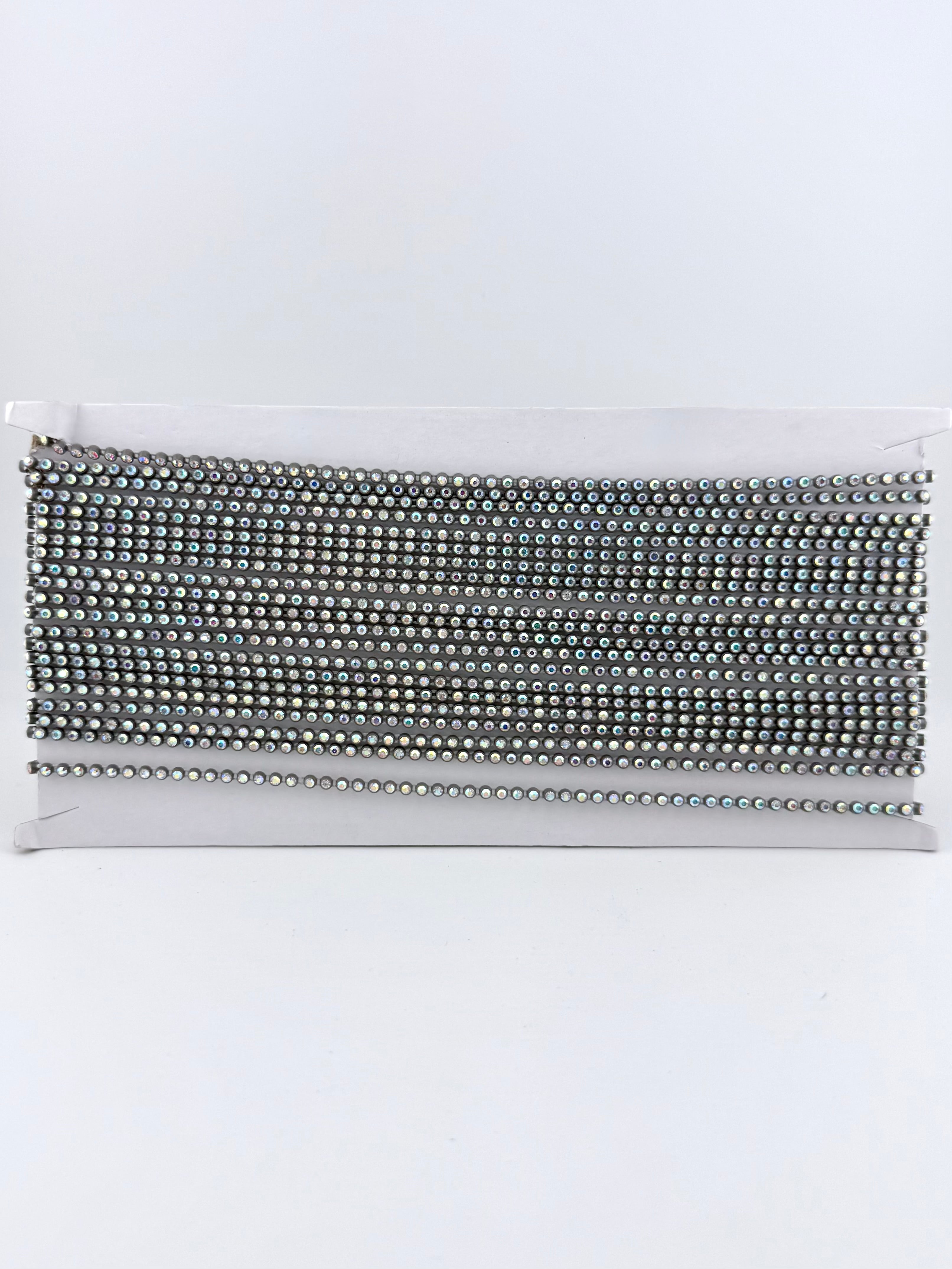 3.2mm Gray Plastic Rhinestone Banding With Clear AB Crystal