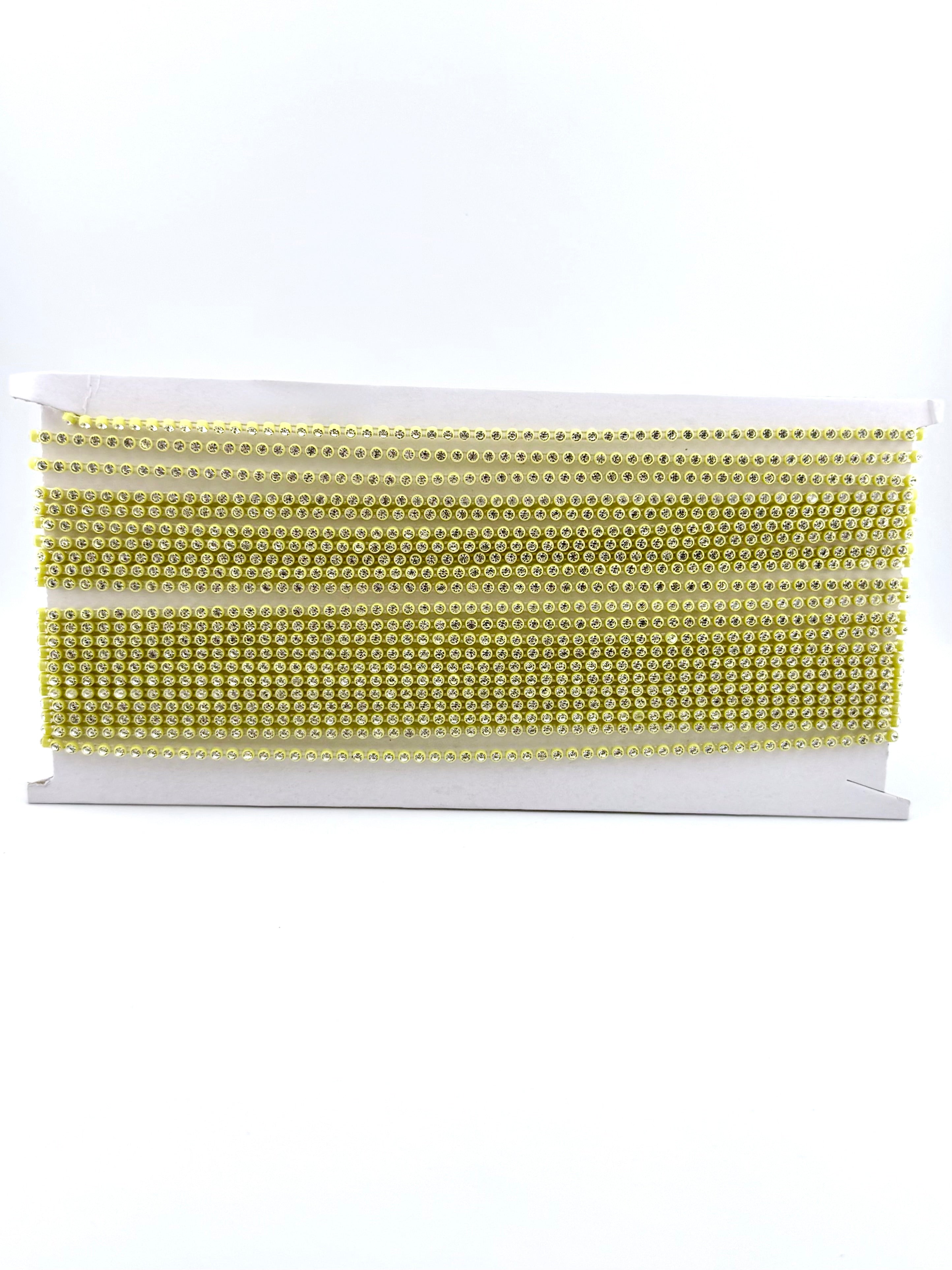 3.2mm Yellow Plastic Rhinestone Banding With Clear Crystal