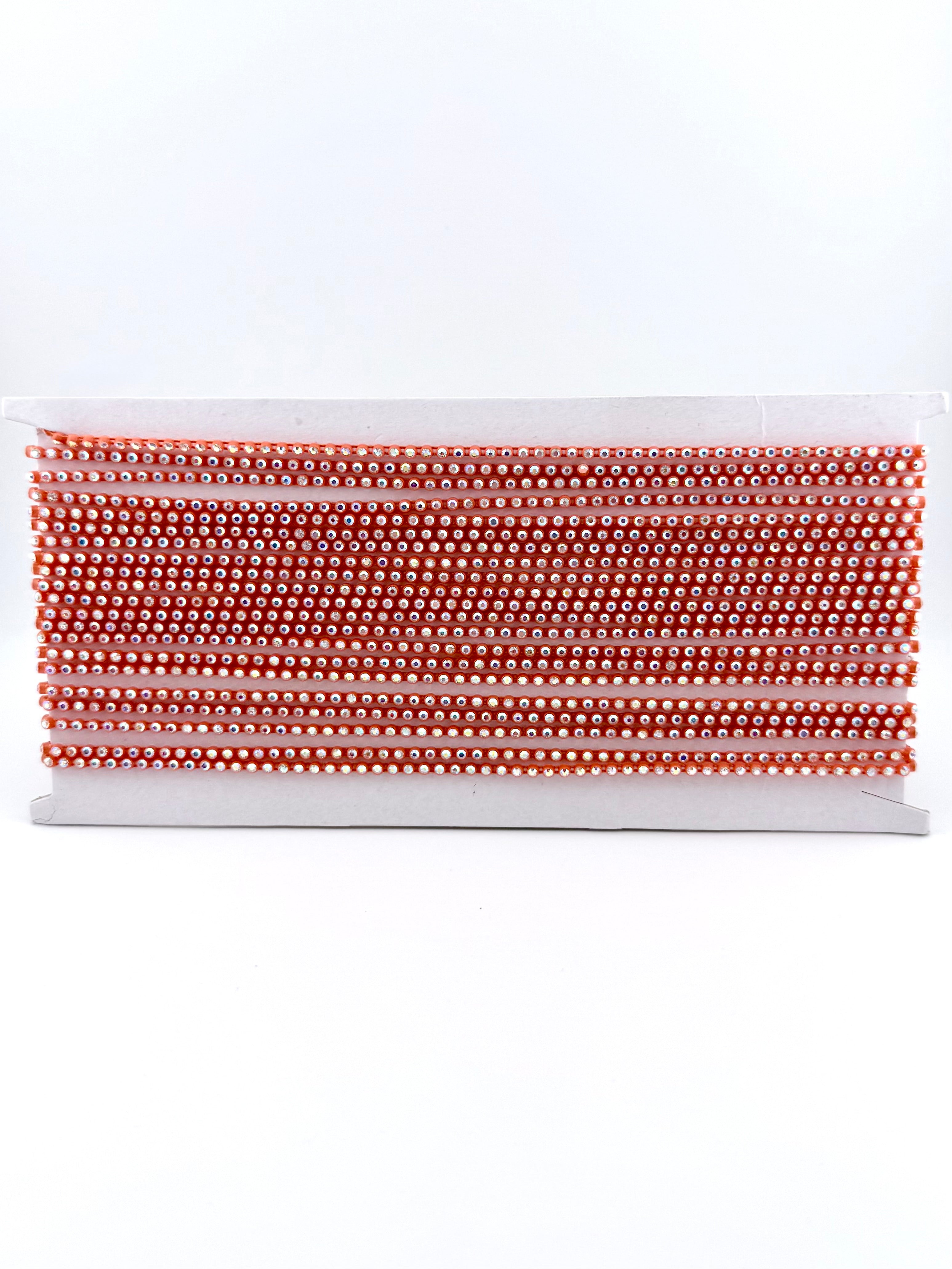 3.2mm Orange Plastic Rhinestone Banding With Clear AB Crystal