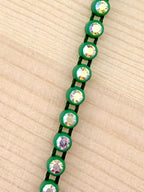 3.2mm Green Plastic Rhinestone Banding With Clear AB Crystal