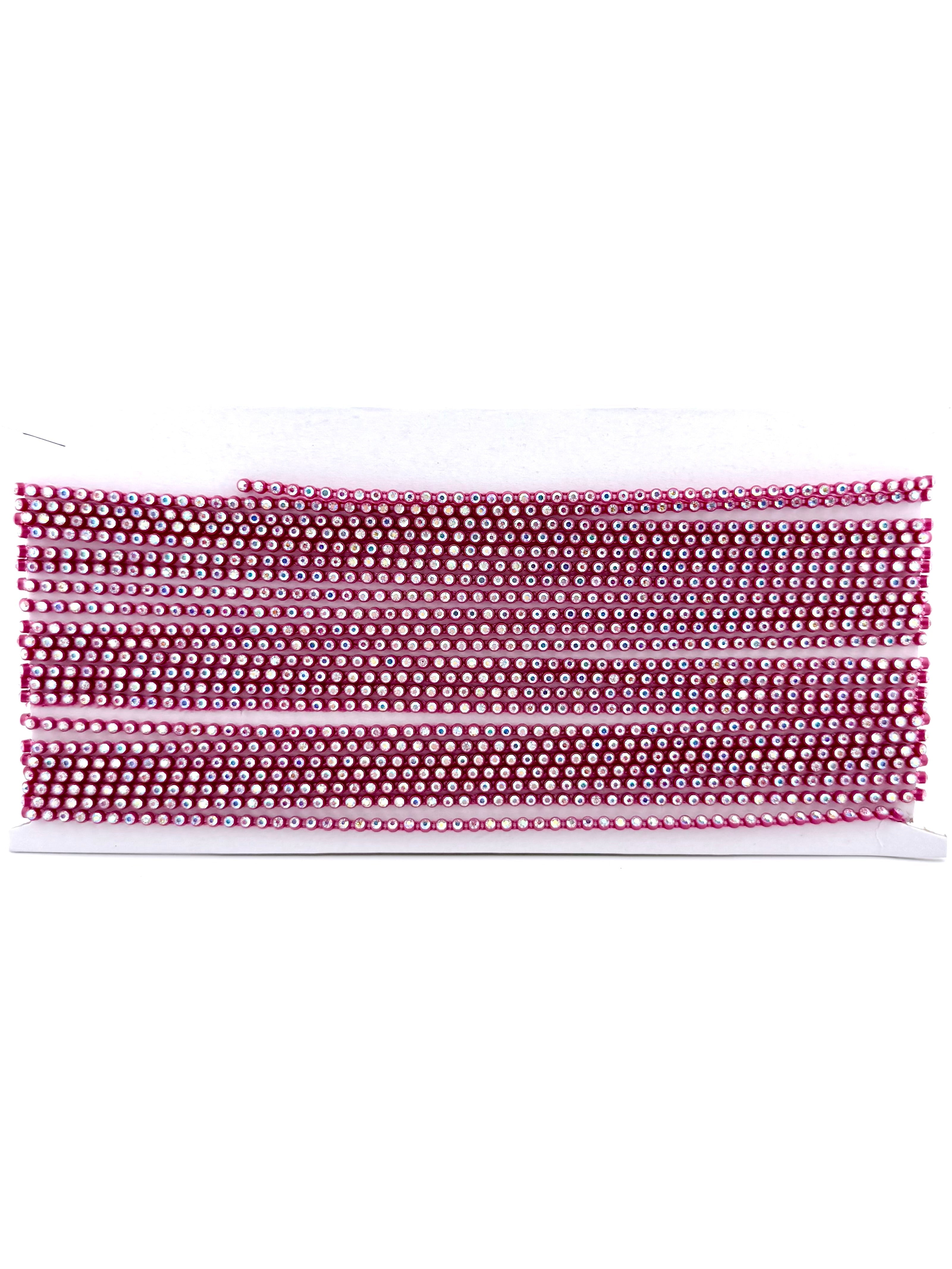 3.2mm Pink Plastic Rhinestone Banding With Clear AB Crystal