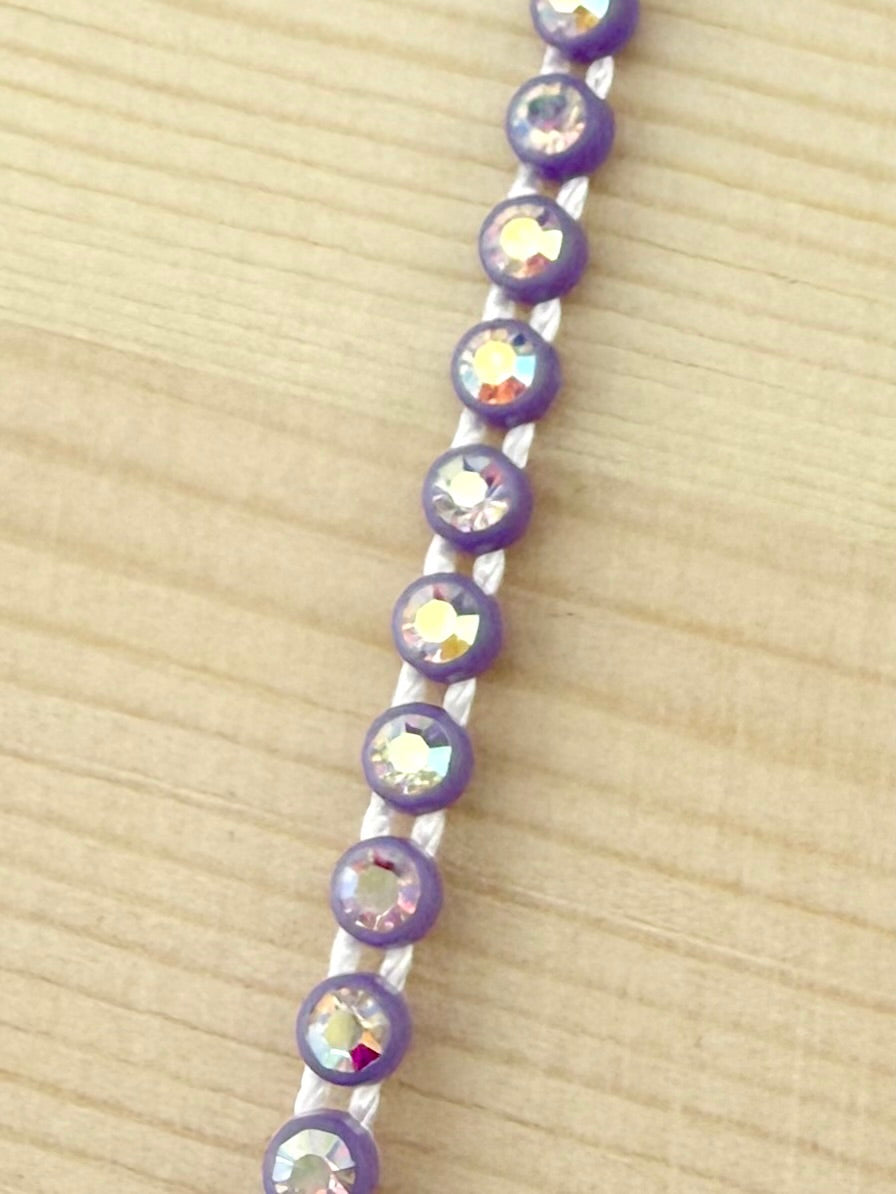 3.2mm Light Purple Plastic Rhinestone Banding With Clear AB Crystal
