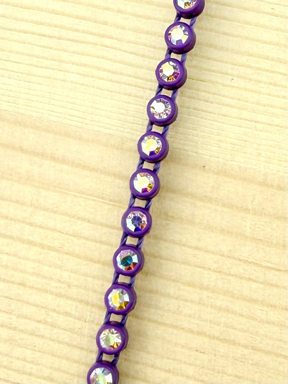 3.2mm Dark Purple Plastic Rhinestone Banding With Clear AB Crystal