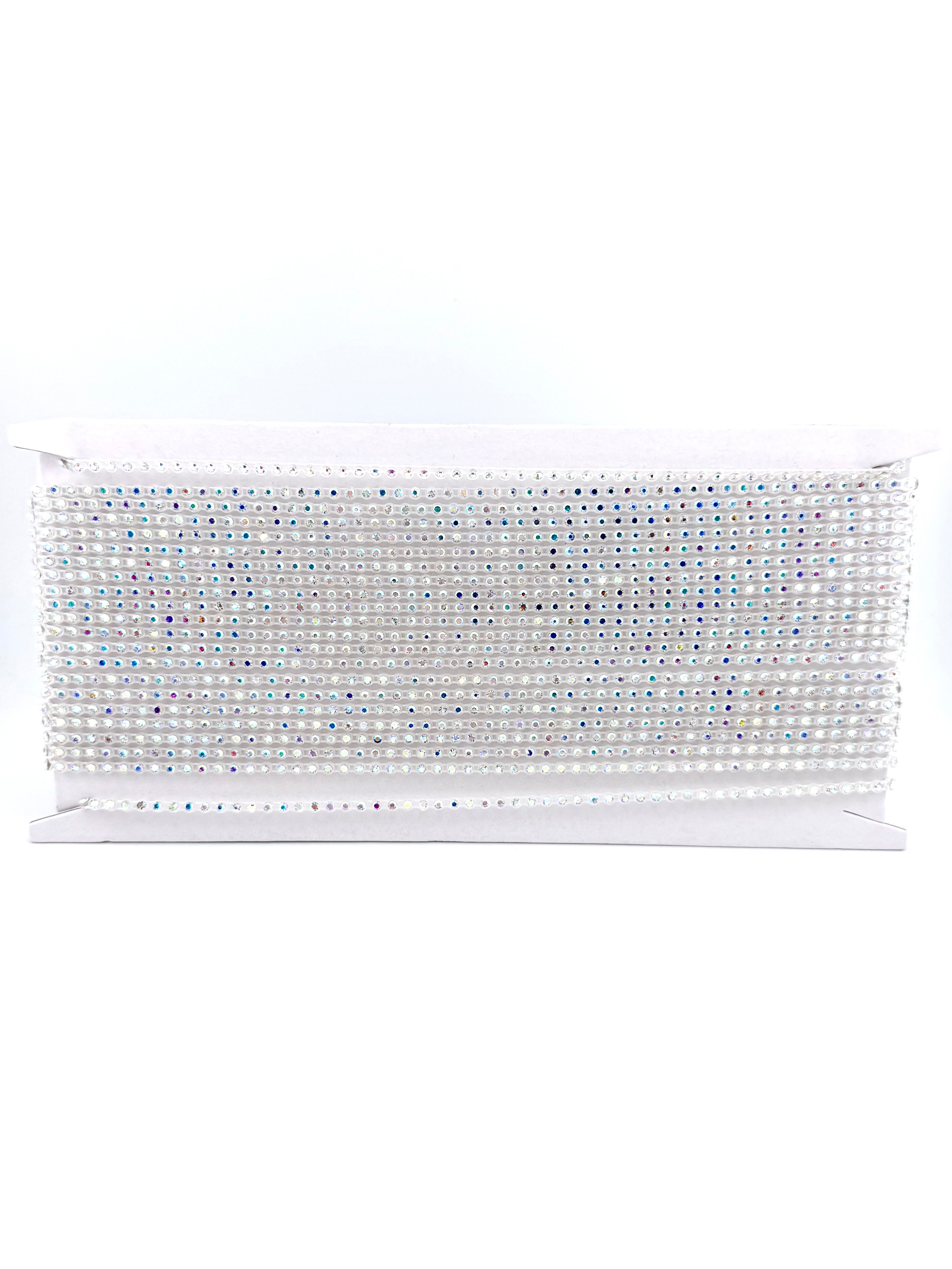 3.2mm Off White Plastic Rhinestone Banding With Clear AB Crystal