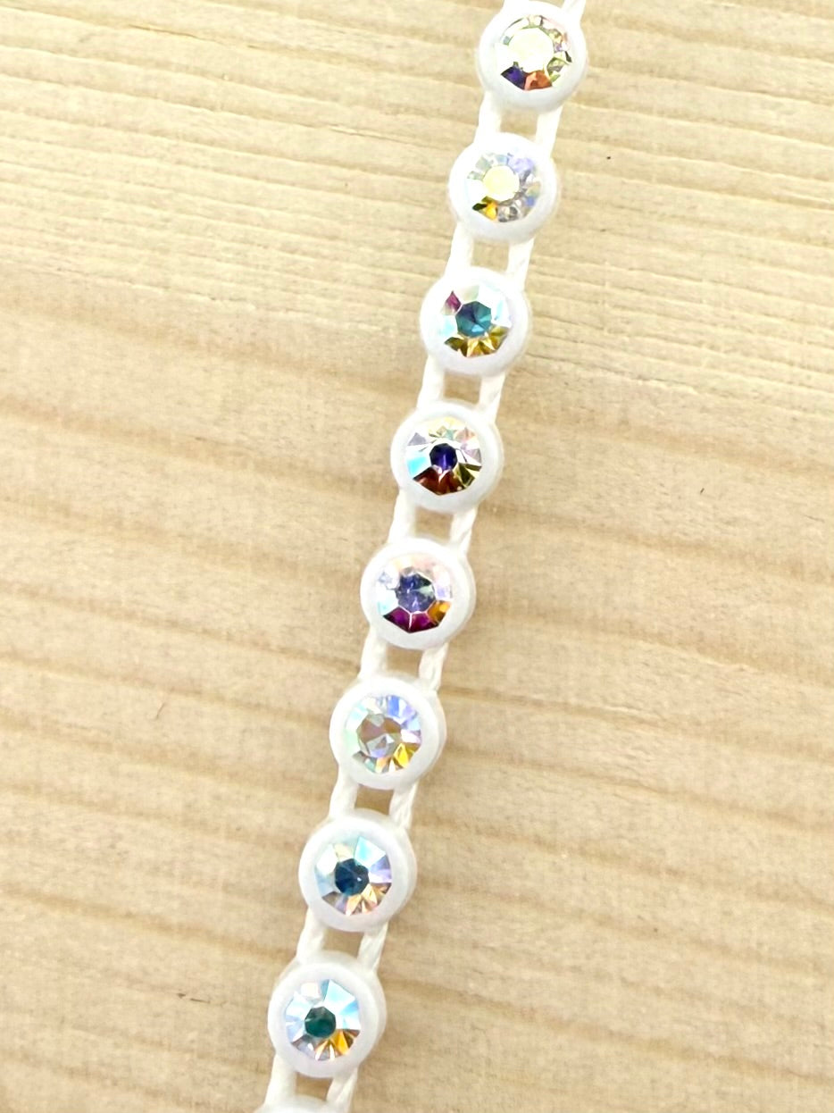 3.2mm White Plastic Rhinestone Banding With Clear AB Crystal
