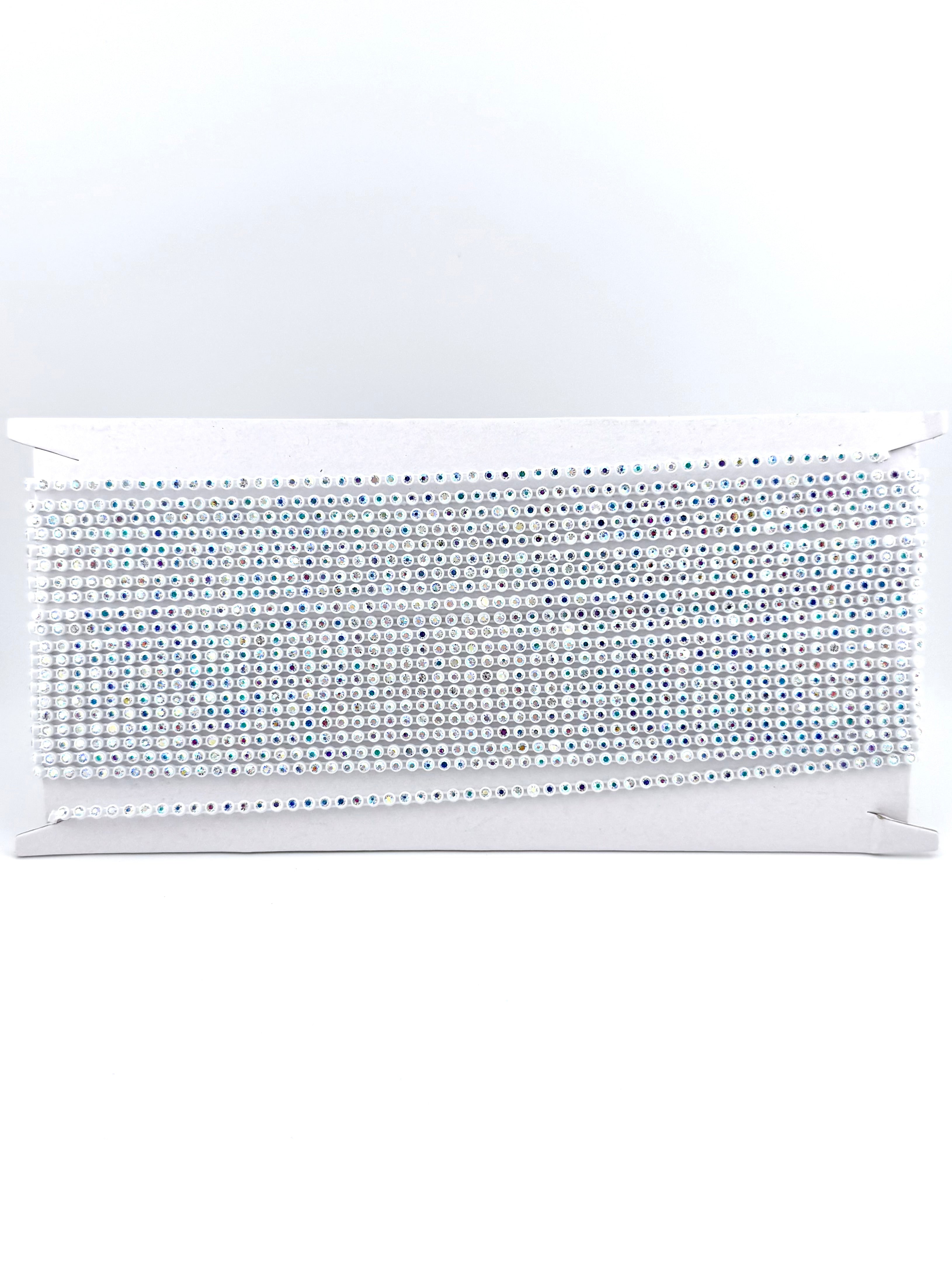 3.2mm White Plastic Rhinestone Banding With Clear AB Crystal