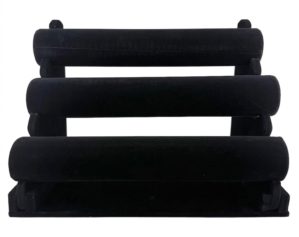 Velvet 3-Tier Bracelet Display Stand Black