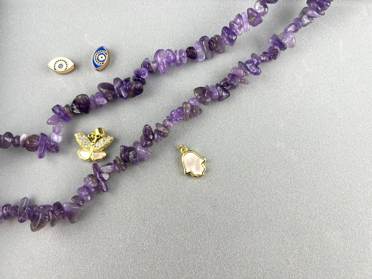 Natural Stone Amethyst Chip Beads 5-8mm