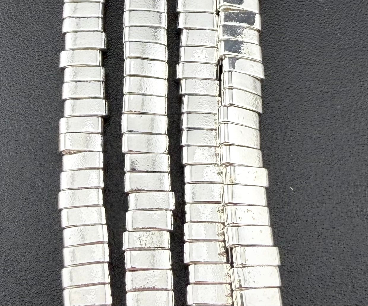Silver Half Tila Hematite Beads 2.2x5.5mm