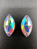 Glass Sew-on Navette Shape Rhinestone Crystal AB