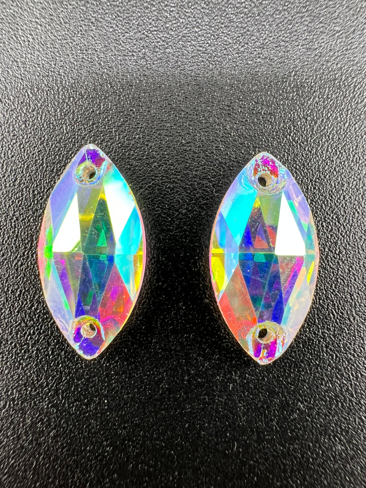 Glass Sew-on Navette Shape Rhinestone Crystal AB