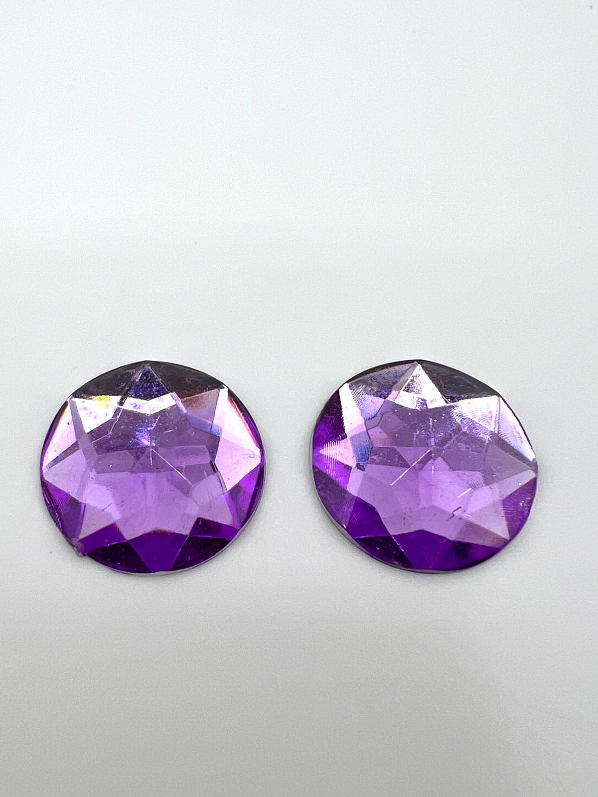 Acrylic Gem Round Shape Cabochons Amethyst Colour