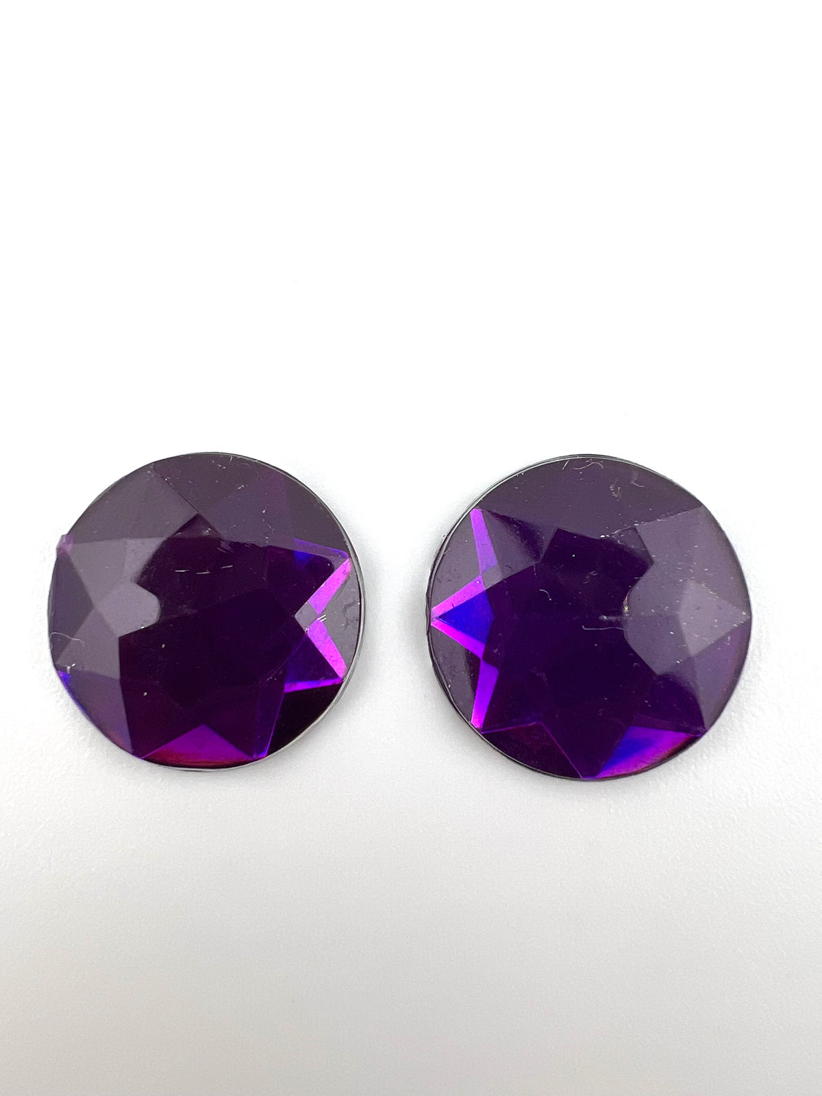 Acrylic Gem Round Shape Cabochons Dark Amethyst Colour