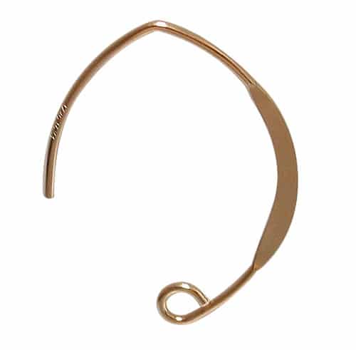 14K Gold Filled V Shape Flattened Ear Wire with 4mm Loop