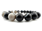 Matte Black Banded Agate Bracelet Available in 6mm, 8mm Sizes