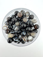 Matte Black Banded Agate Bracelet Available in 6mm, 8mm Sizes