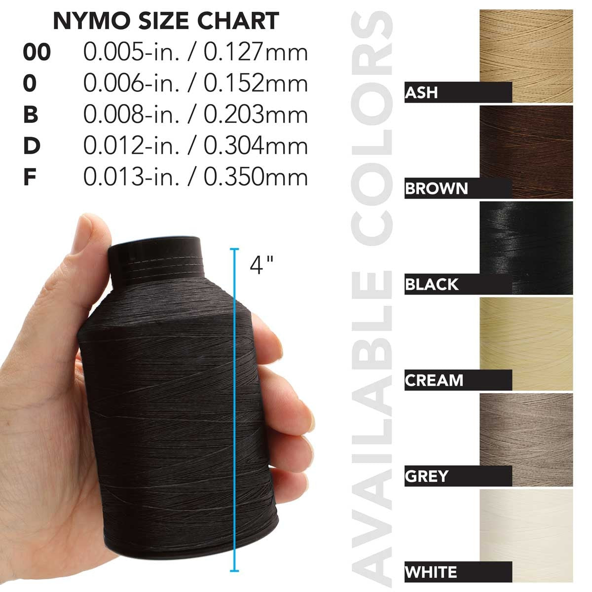Nymo D Beading Thread – White & Black, 3 oz Cone (1,584 Yards)