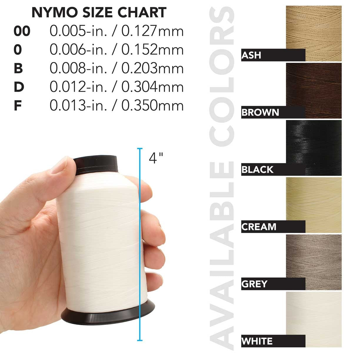 Nymo D Beading Thread – White & Black, 3 oz Cone (1,584 Yards)