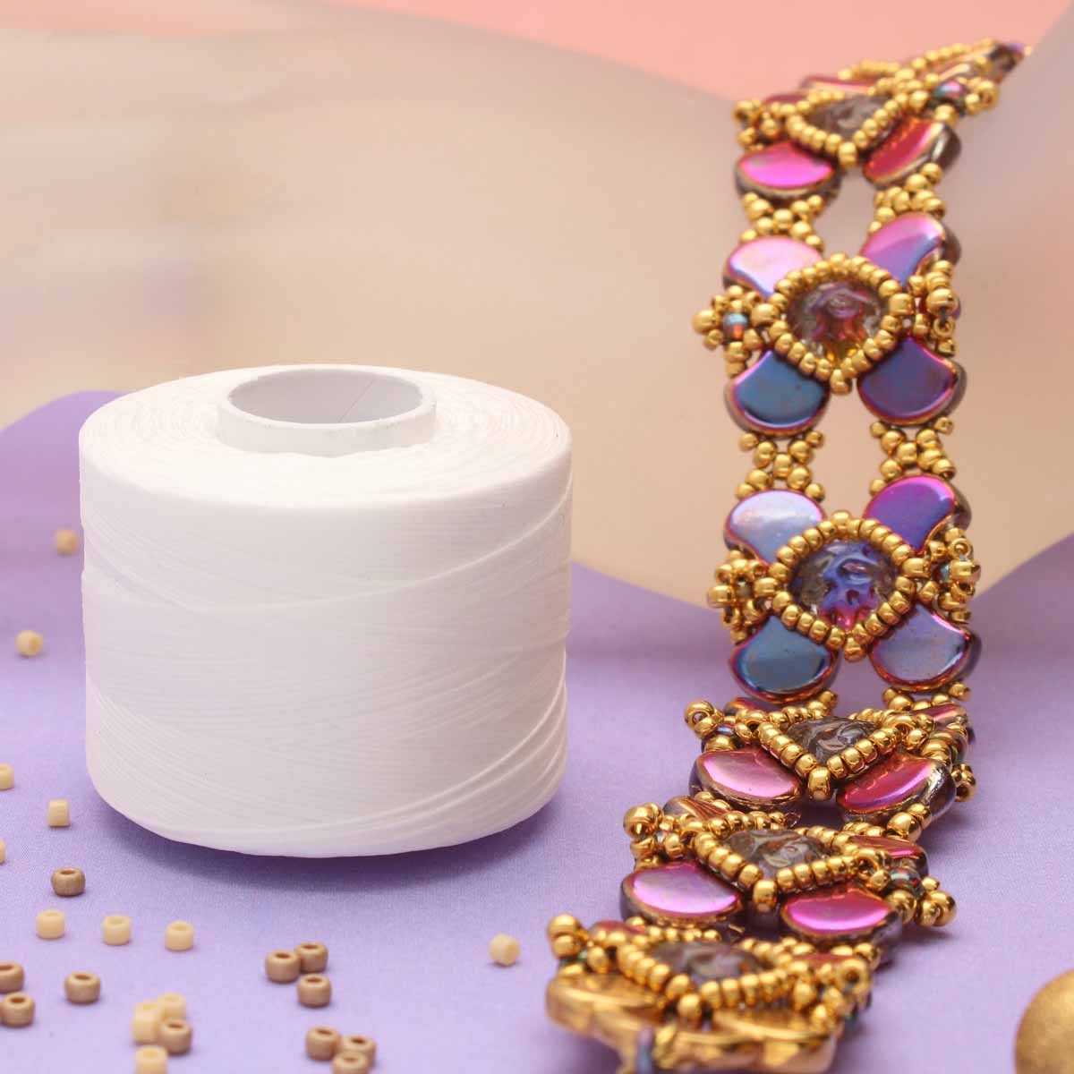 Nymo Size O and D Beading Thread White Large Bobbin for Jewelry & Bead Weaving