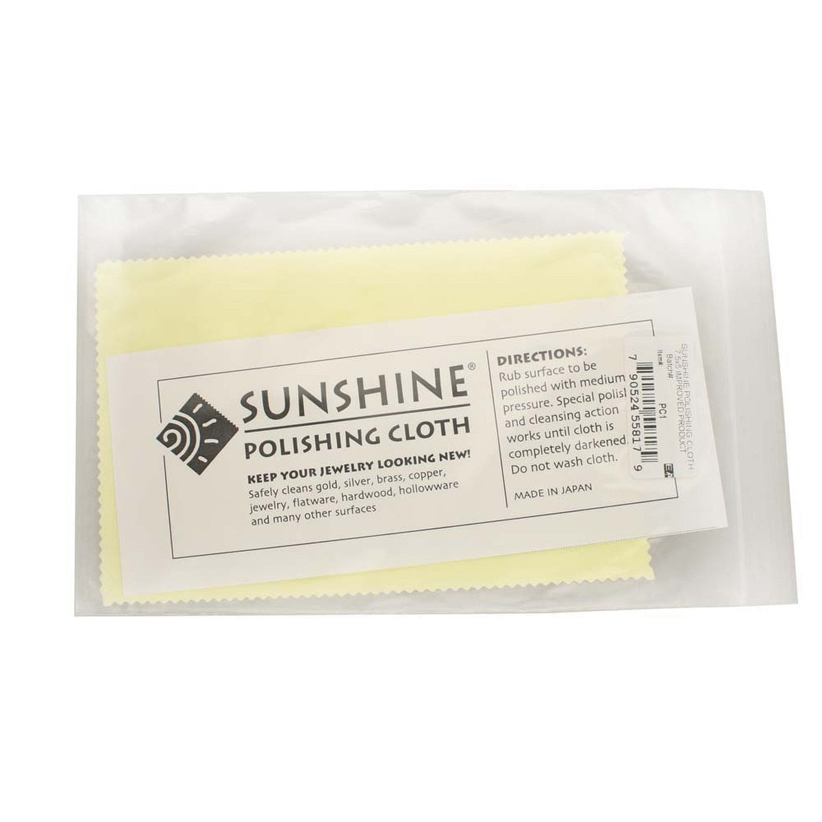 Sunshine Polishing Cloth – 7.5" x 5", Improved Formula for Jewelry Cleaning