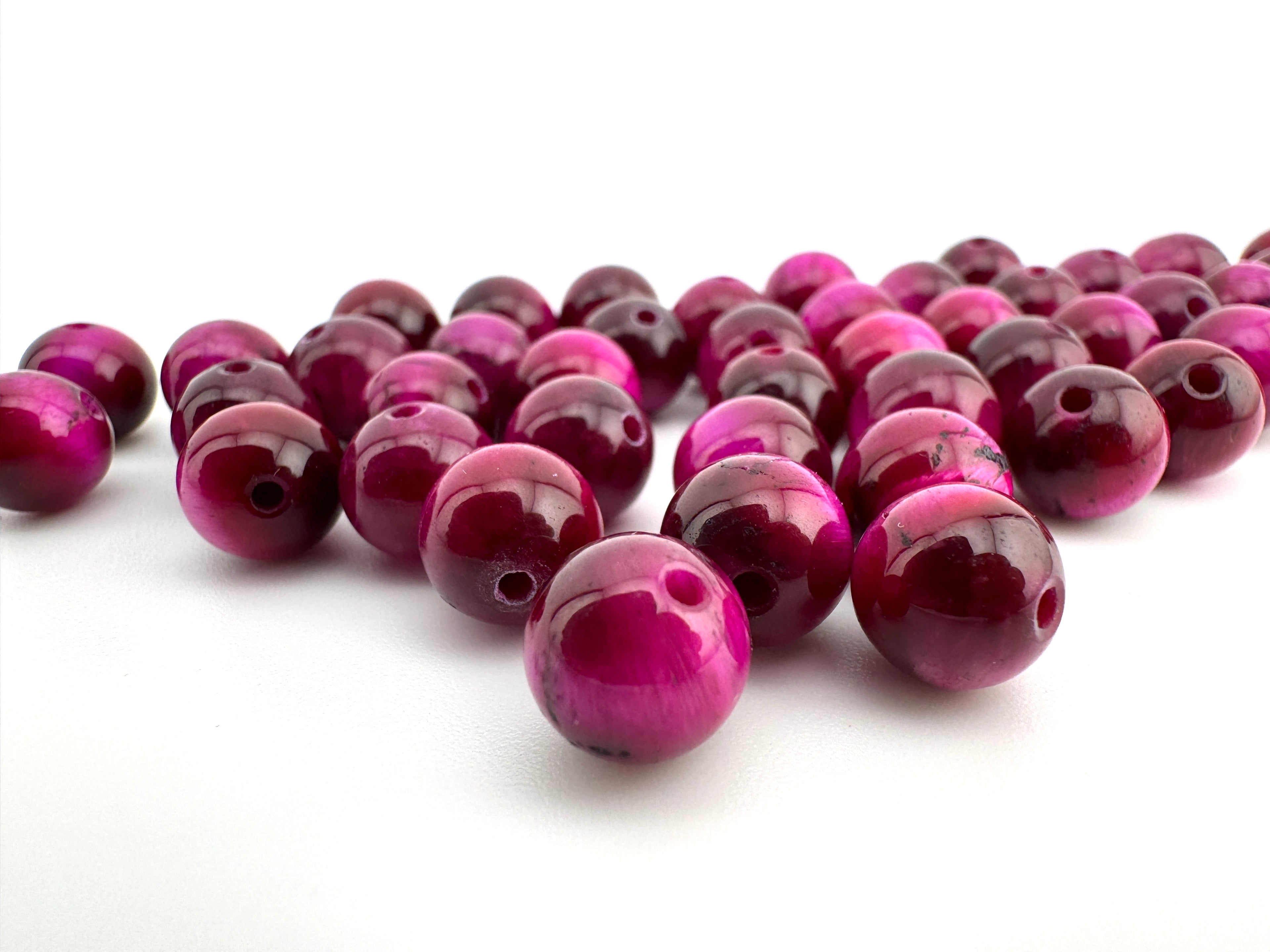 Dyed Tiger Eye Pink Beads Available in 6mm, 8mm Sizes