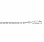 Sterling Silver, 1.2mm Diamond Cut Rope Chain.