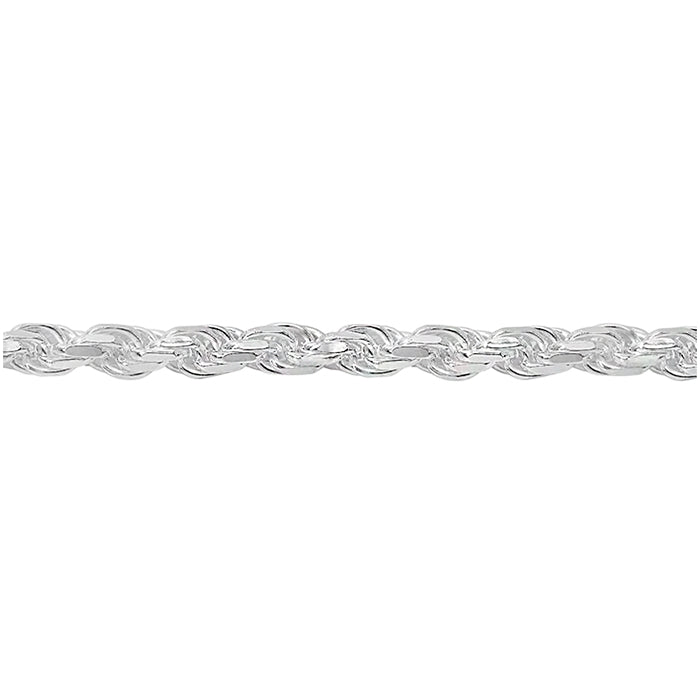 Sterling Silver, 1.2mm Diamond Cut Rope Chain.